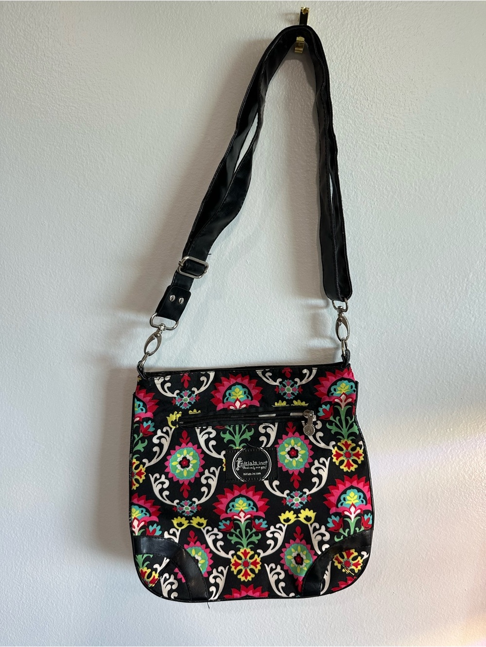 Initials Inc Floral Damask Crossbody Bag Multicolor Adjustable Strap